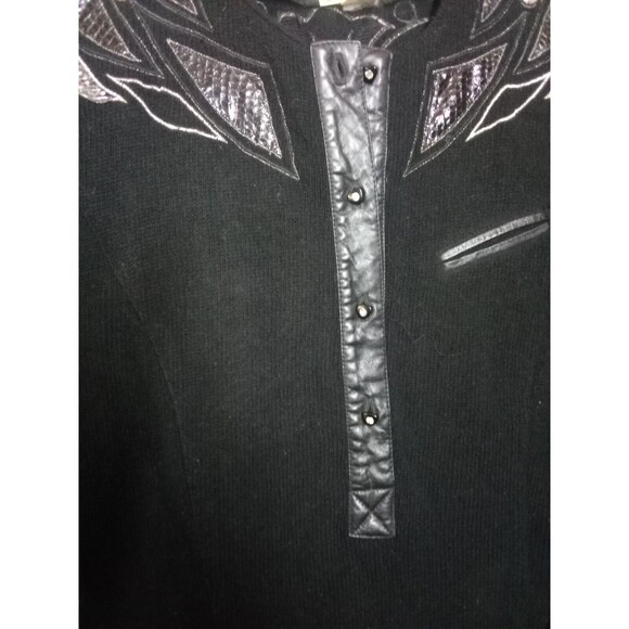 Vintage Joseph Ho Studio Beaded Black Lambswool Sweater Size Small  Stretchable - Picture 3 of 14